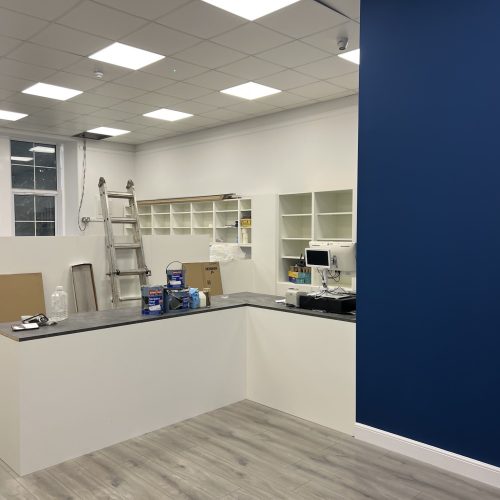 Home 7 Commercial interior painted with navy feature wall, Ayrshire